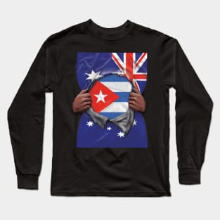 Cuba Flag Australian Flag Ripped - Gift for Cuban From Cuba Long Sleeve T-Shirt